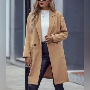 Joie Knit Camel Tan Oversized Minimalist Lightweight Coat Sz XS